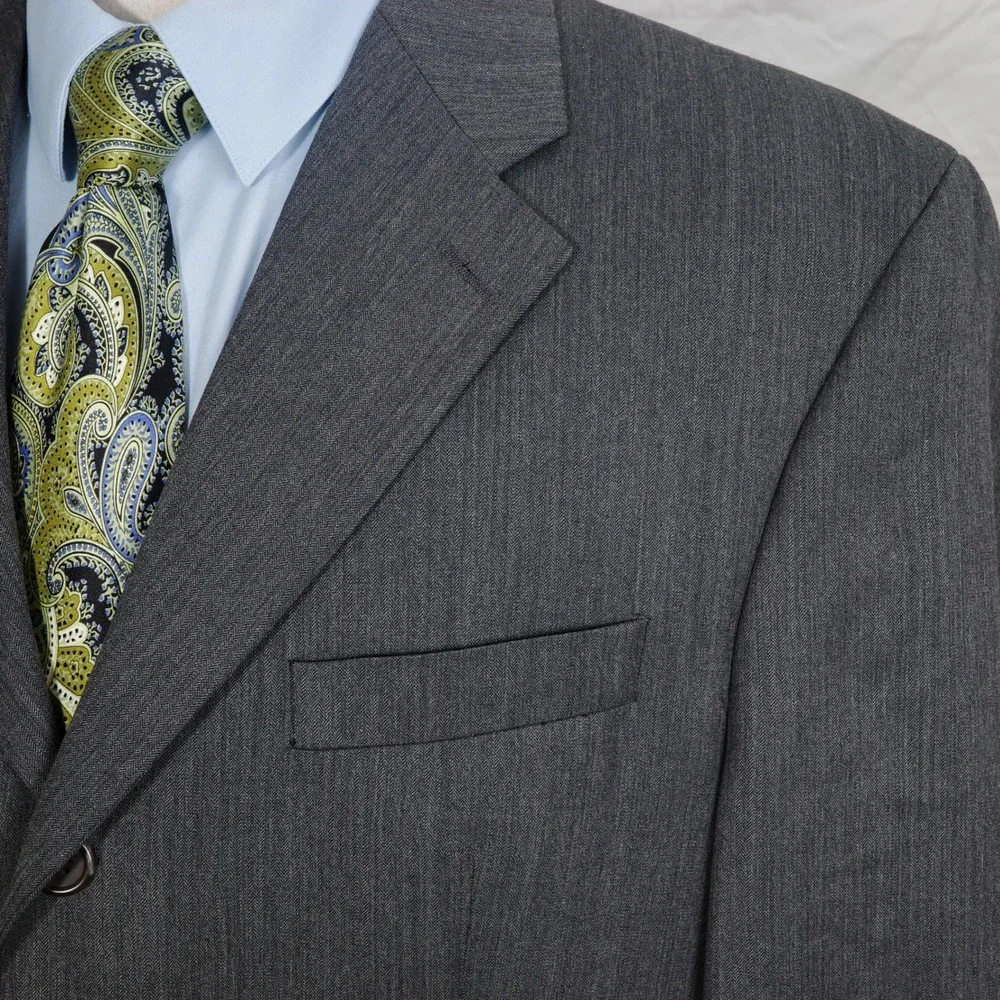 Ralph Ralph Lauren Suit Men 46 40W 26L Charcoal Gray Herringbone Career Wool‎